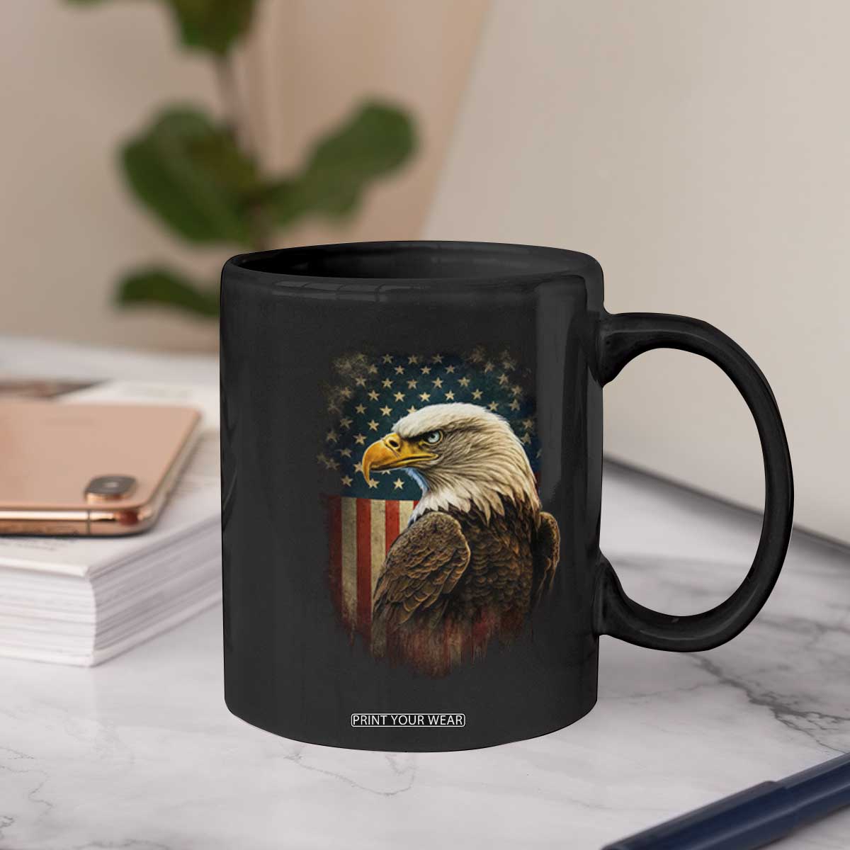 Funny American Flag Bald Eagle Patriotic 4th of July Coffee Mug TS11 Print Your Wear