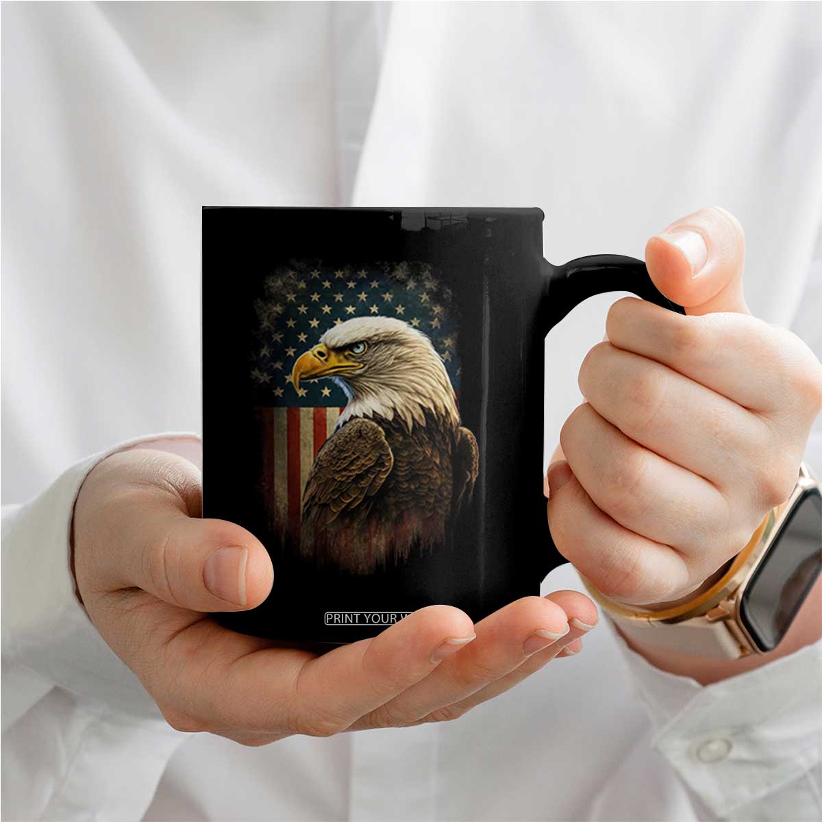 Funny American Flag Bald Eagle Patriotic 4th of July Coffee Mug TS11 Print Your Wear