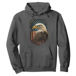 Funny American Flag Bald Eagle Patriotic 4th of July Hoodie TS11 Dark Heather Print Your Wear