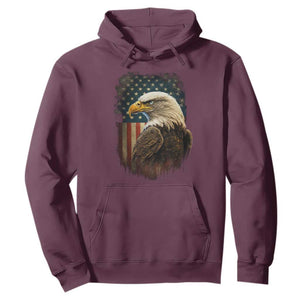 Funny American Flag Bald Eagle Patriotic 4th of July Hoodie TS11 Maroon Print Your Wear