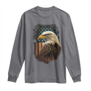 Funny American Flag Bald Eagle Patriotic 4th of July Long Sleeve Shirt TS11 Charcoal Print Your Wear