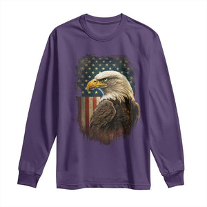Funny American Flag Bald Eagle Patriotic 4th of July Long Sleeve Shirt TS11 Purple Print Your Wear