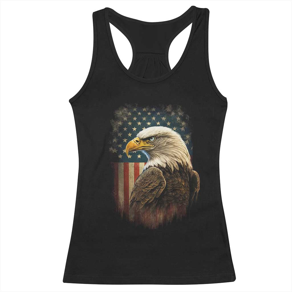 Funny American Flag Bald Eagle Patriotic 4th of July Racerback Tank Top TS11 Black Print Your Wear
