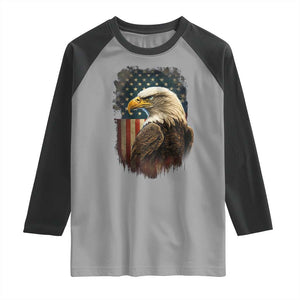 Funny American Flag Bald Eagle Patriotic 4th of July Raglan Shirt TS11 Sport Gray Black Print Your Wear