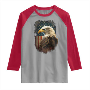 Funny American Flag Bald Eagle Patriotic 4th of July Raglan Shirt TS11 Sport Gray Red Print Your Wear
