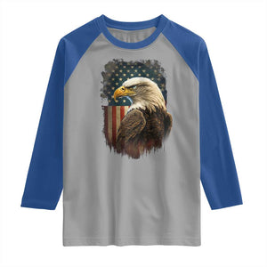 Funny American Flag Bald Eagle Patriotic 4th of July Raglan Shirt TS11 Sport Gray Royal Print Your Wear
