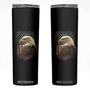 Funny American Flag Bald Eagle Patriotic 4th of July Skinny Tumbler TS11 Black Print Your Wear