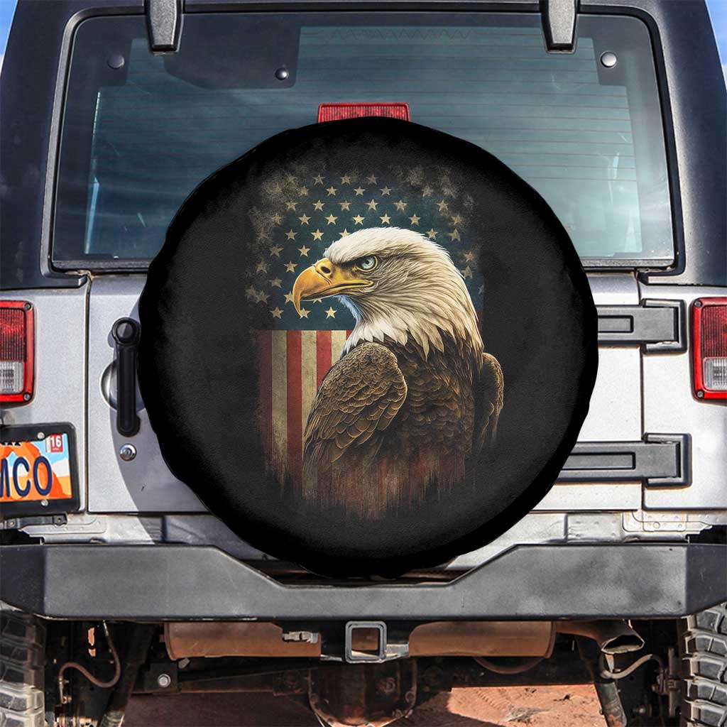Funny American Flag Bald Eagle Patriotic 4th of July Spare Tire Cover TS11 No hole Black Print Your Wear