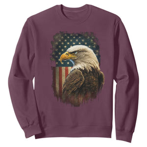 Funny American Flag Bald Eagle Patriotic 4th of July Sweatshirt TS11 Maroon Print Your Wear