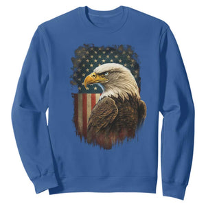 Funny American Flag Bald Eagle Patriotic 4th of July Sweatshirt TS11 Royal Blue Print Your Wear