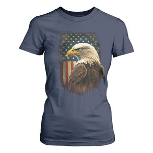 Funny American Flag Bald Eagle Patriotic 4th of July T Shirt For Women TS11 Navy Print Your Wear