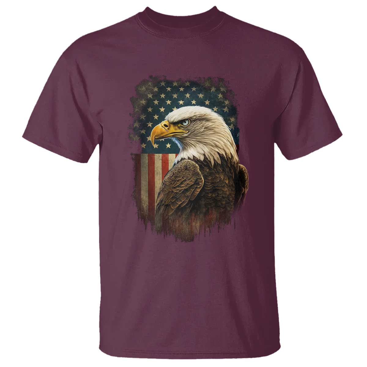 Funny American Flag Bald Eagle Patriotic 4th of July T Shirt TS11 Maroon Print Your Wear