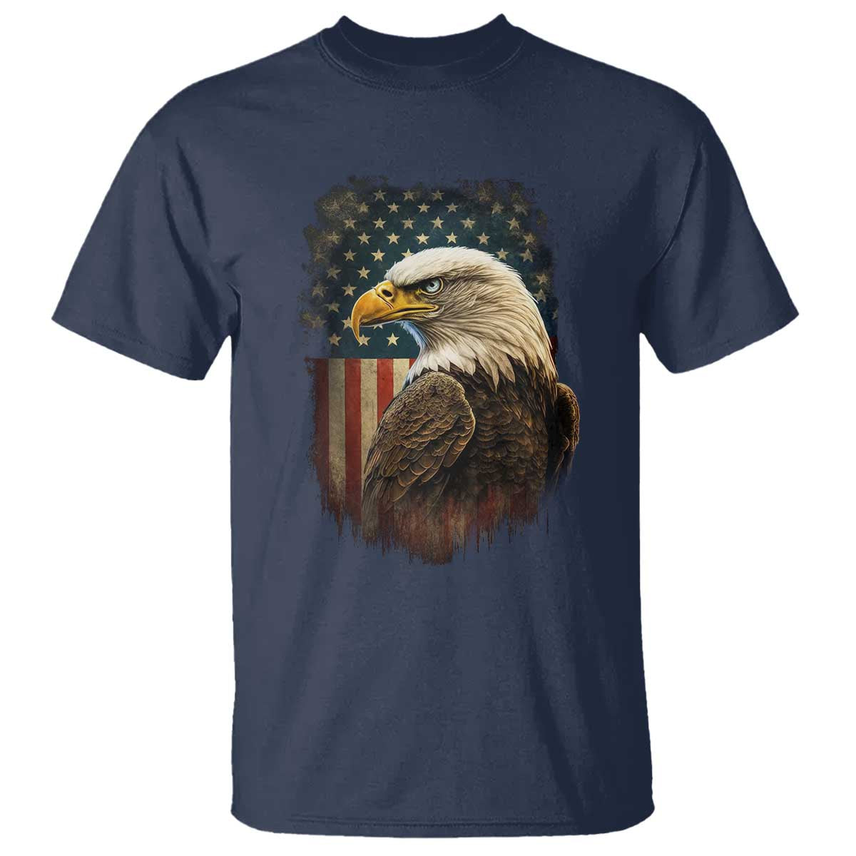 Funny American Flag Bald Eagle Patriotic 4th of July T Shirt TS11 Navy Print Your Wear