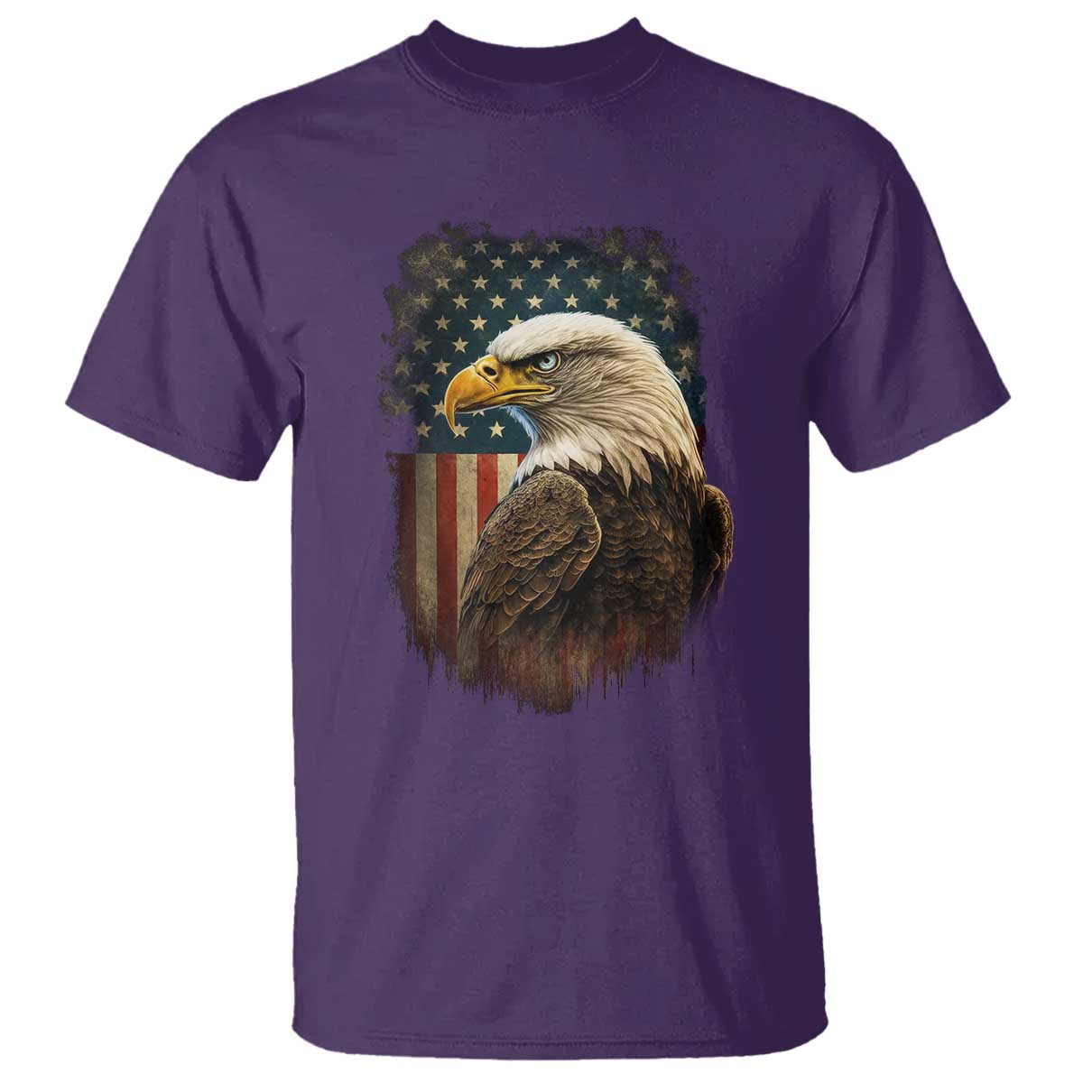 Funny American Flag Bald Eagle Patriotic 4th of July T Shirt TS11 Purple Print Your Wear