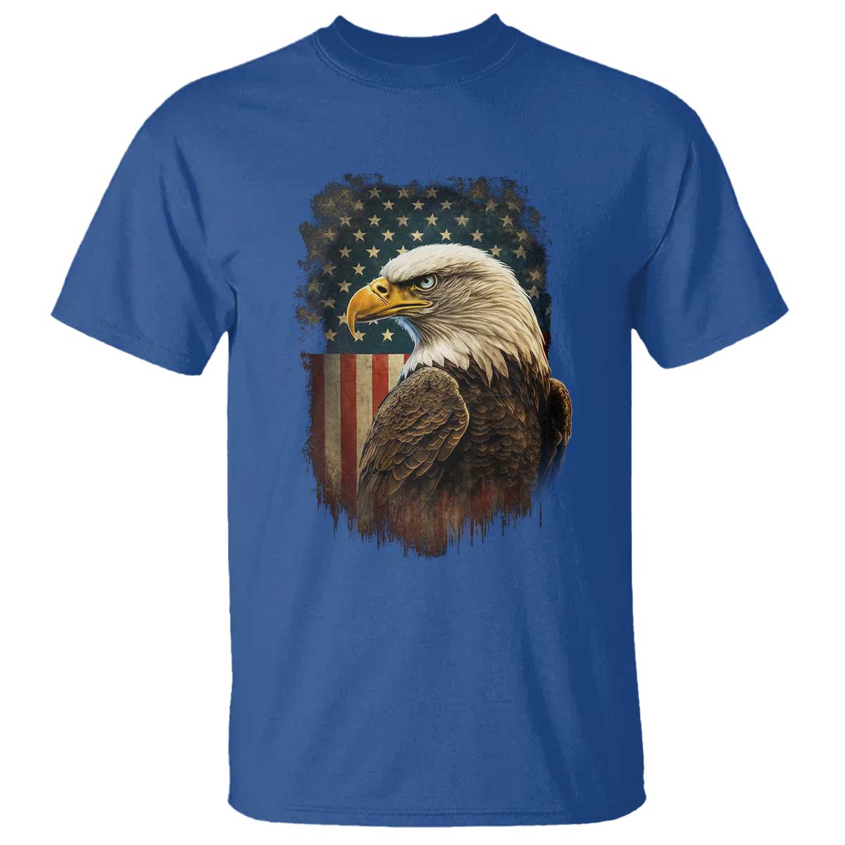Funny American Flag Bald Eagle Patriotic 4th of July T Shirt TS11 Royal Blue Print Your Wear