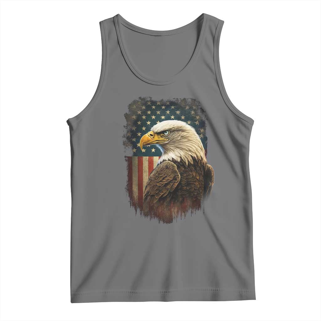 Funny American Flag Bald Eagle Patriotic 4th of July Tank Top TS11 Black Heather Print Your Wear