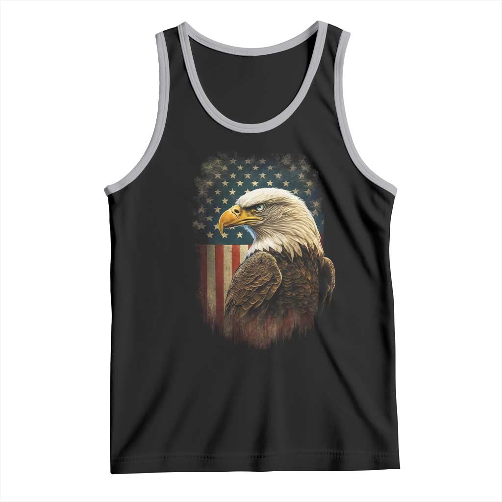 Funny American Flag Bald Eagle Patriotic 4th of July Tank Top TS11 Black Athletic Heather Print Your Wear