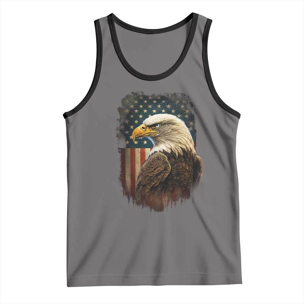 Funny American Flag Bald Eagle Patriotic 4th of July Tank Top TS11 Deep Heather Black Print Your Wear