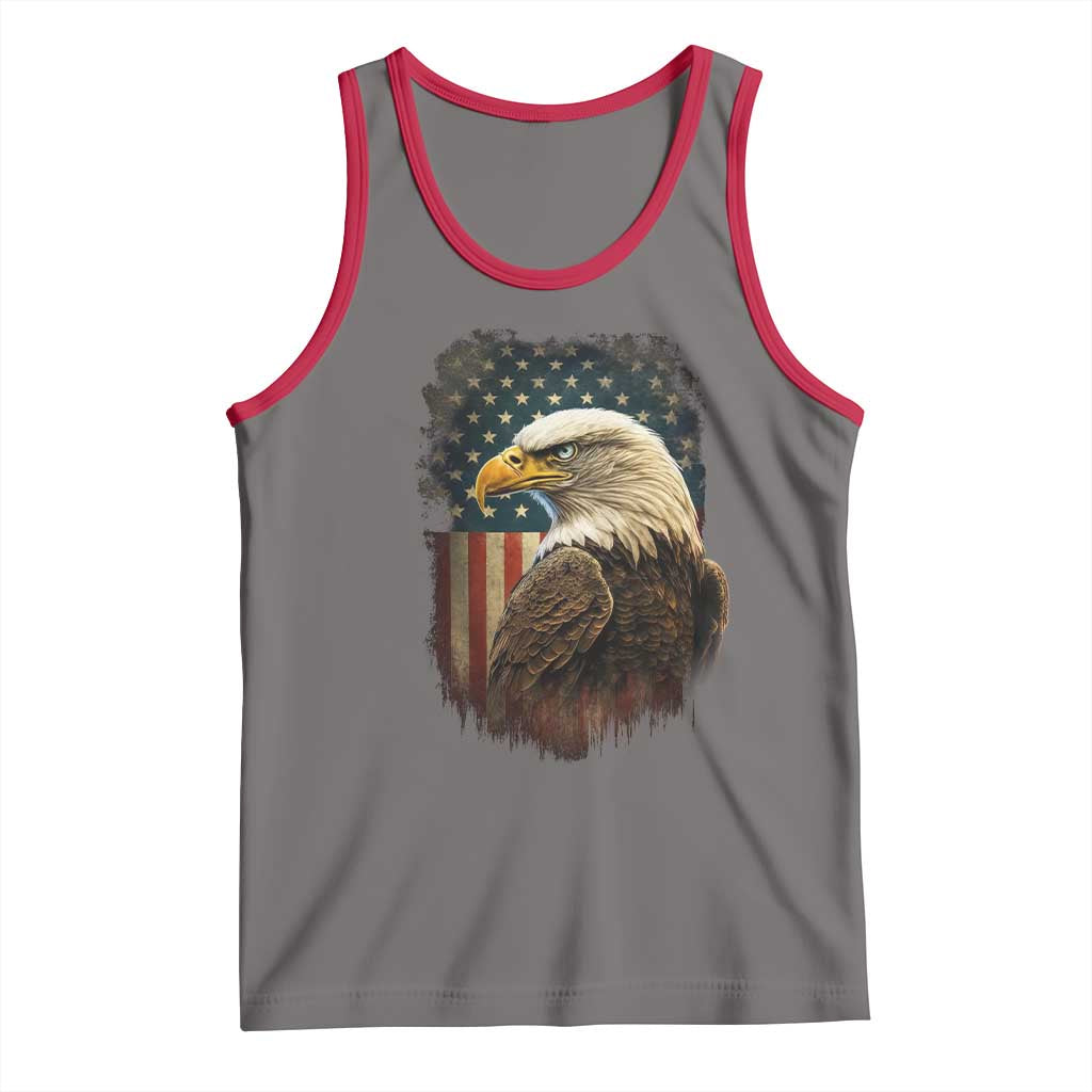 Funny American Flag Bald Eagle Patriotic 4th of July Tank Top TS11 Deep Heather Red Print Your Wear