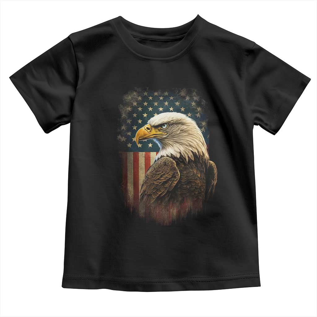 Funny American Flag Bald Eagle Patriotic 4th of July Toddler T Shirt TS11 Black Print Your Wear