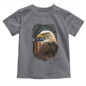 Funny American Flag Bald Eagle Patriotic 4th of July Toddler T Shirt TS11 Charcoal Print Your Wear