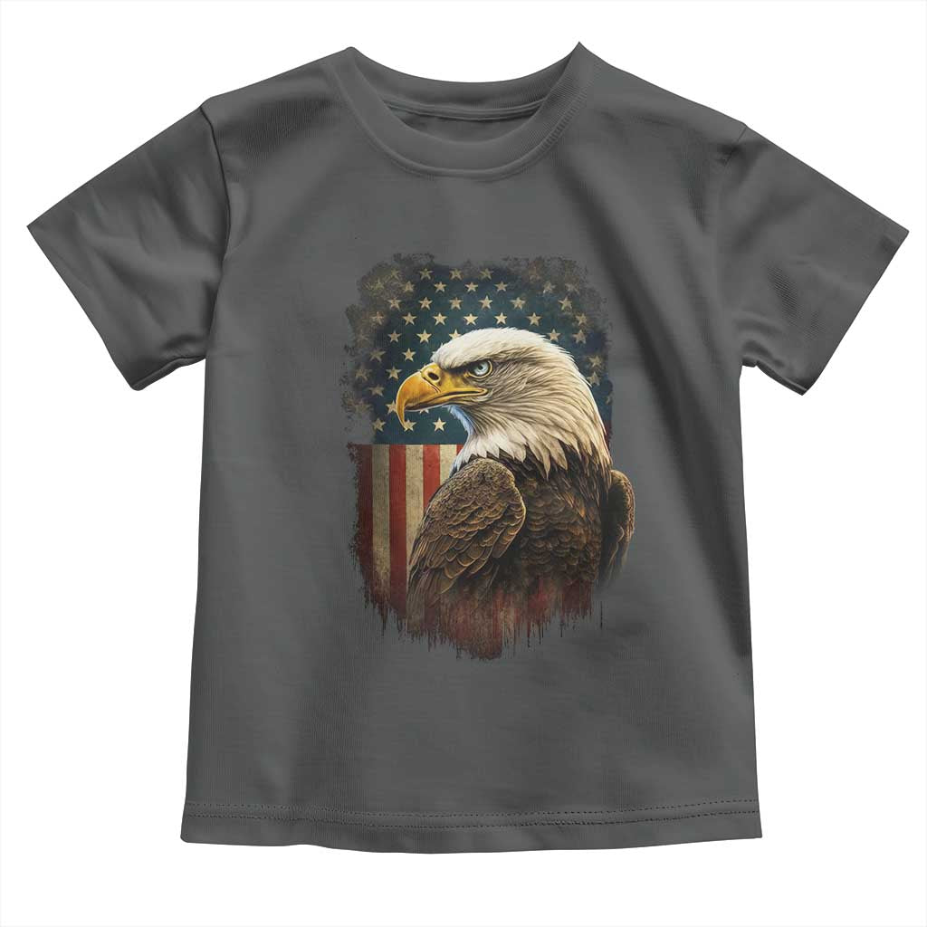 Funny American Flag Bald Eagle Patriotic 4th of July Toddler T Shirt TS11 Dark Heather Print Your Wear