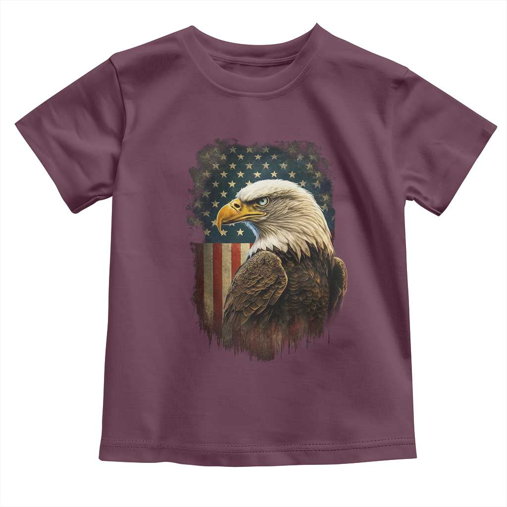 Funny American Flag Bald Eagle Patriotic 4th of July Toddler T Shirt TS11 Maroon Print Your Wear