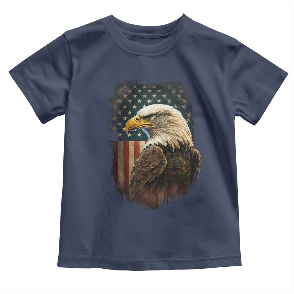 Funny American Flag Bald Eagle Patriotic 4th of July Toddler T Shirt TS11 Navy Print Your Wear