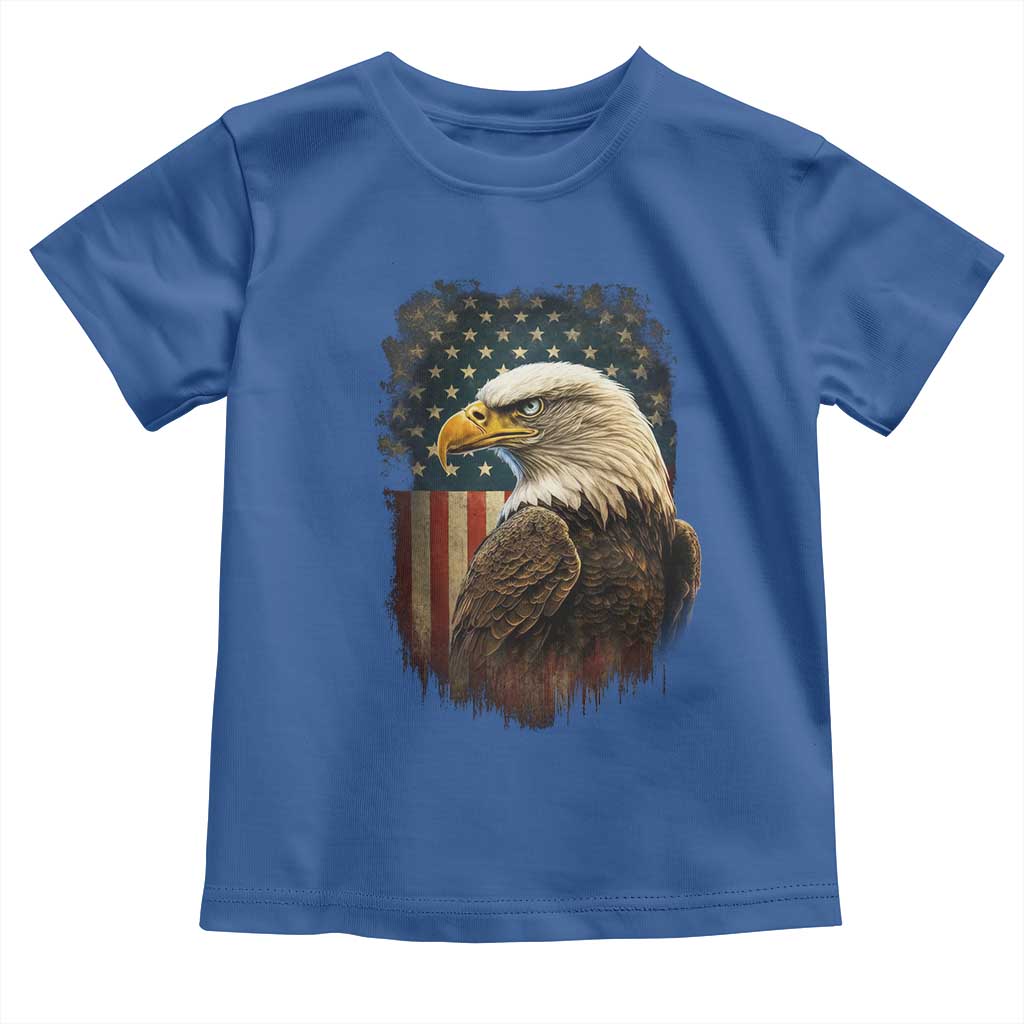 Funny American Flag Bald Eagle Patriotic 4th of July Toddler T Shirt TS11 Royal Blue Print Your Wear
