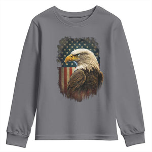 Funny American Flag Bald Eagle Patriotic 4th of July Youth Sweatshirt TS11 Charcoal Print Your Wear