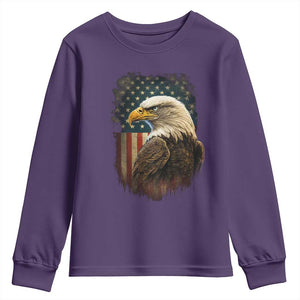 Funny American Flag Bald Eagle Patriotic 4th of July Youth Sweatshirt TS11 Purple Print Your Wear