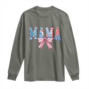 Funny American Patriotic Mama Coquette Long Sleeve Shirt 4th Of July Mother's Day TS11 Military Green Print Your Wear