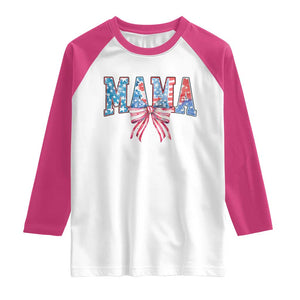 Funny American Patriotic Mama Coquette Raglan Shirt 4th Of July Mother's Day TS11 White Heliconia Print Your Wear