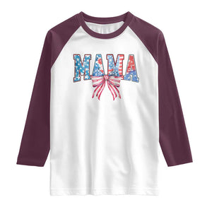 Funny American Patriotic Mama Coquette Raglan Shirt 4th Of July Mother's Day TS11 White Maroon Print Your Wear