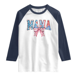 Funny American Patriotic Mama Coquette Raglan Shirt 4th Of July Mother's Day TS11 White Navy Print Your Wear