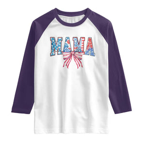 Funny American Patriotic Mama Coquette Raglan Shirt 4th Of July Mother's Day TS11 White Purple Print Your Wear