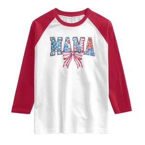 Funny American Patriotic Mama Coquette Raglan Shirt 4th Of July Mother's Day TS11 White Red Print Your Wear