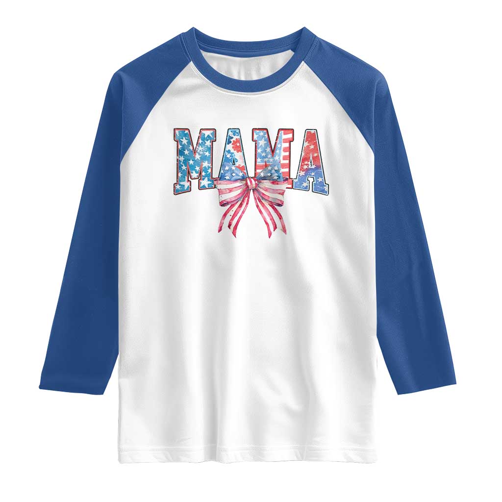 Funny American Patriotic Mama Coquette Raglan Shirt 4th Of July Mother's Day TS11 White Royal Print Your Wear