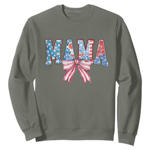 Funny American Patriotic Mama Coquette Sweatshirt 4th Of July Mother's Day TS11 Military Green Print Your Wear