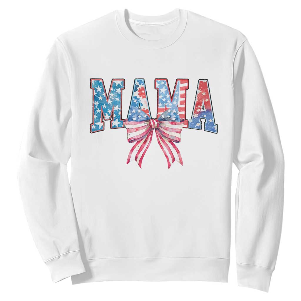 Funny American Patriotic Mama Coquette Sweatshirt 4th Of July Mother's Day TS11 White Print Your Wear
