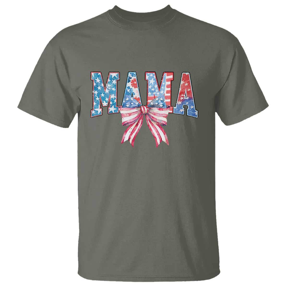Funny American Patriotic Mama Coquette T Shirt 4th Of July Mother's Day TS11 Military Green Print Your Wear