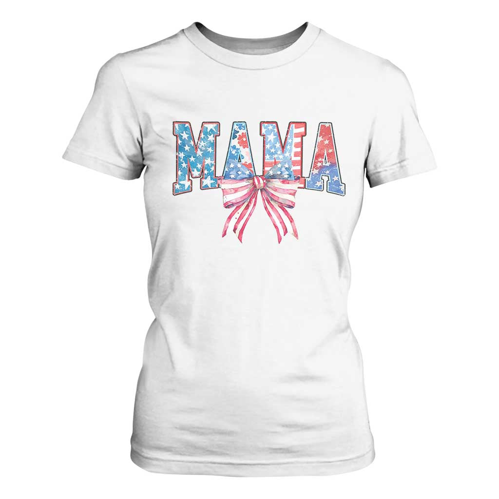 Funny American Patriotic Mama Coquette T Shirt For Women 4th Of July Mother's Day TS11 White Print Your Wear