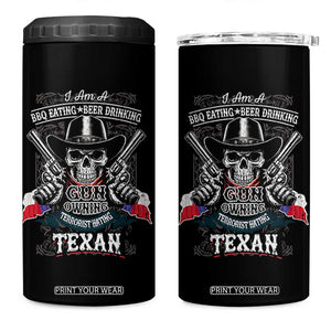 Funny American Texan 4 in 1 Can Cooler Tumbler I Am A BBQ Eating Beer Drinking Gun Owning Texan TS11 One Size: 16 oz Black Print Your Wear