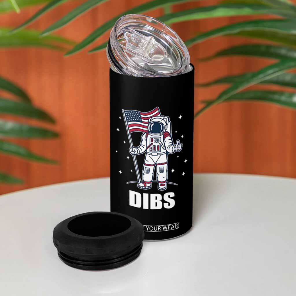 Funny Astronaut Dibs Moon Landing 4 in 1 Can Cooler Tumbler Patriotic Space USA Meme for 4th of July TS10 Print Your Wear