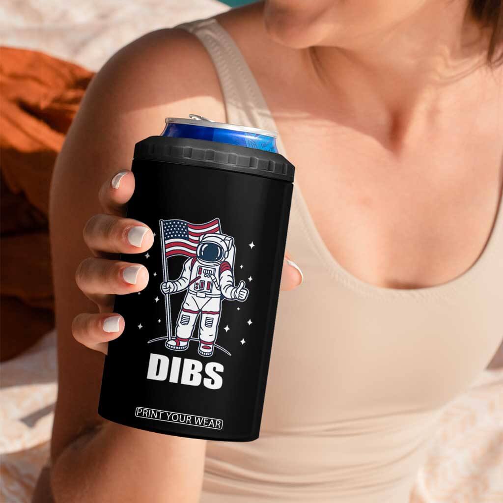 Funny Astronaut Dibs Moon Landing 4 in 1 Can Cooler Tumbler Patriotic Space USA Meme for 4th of July TS10 Print Your Wear