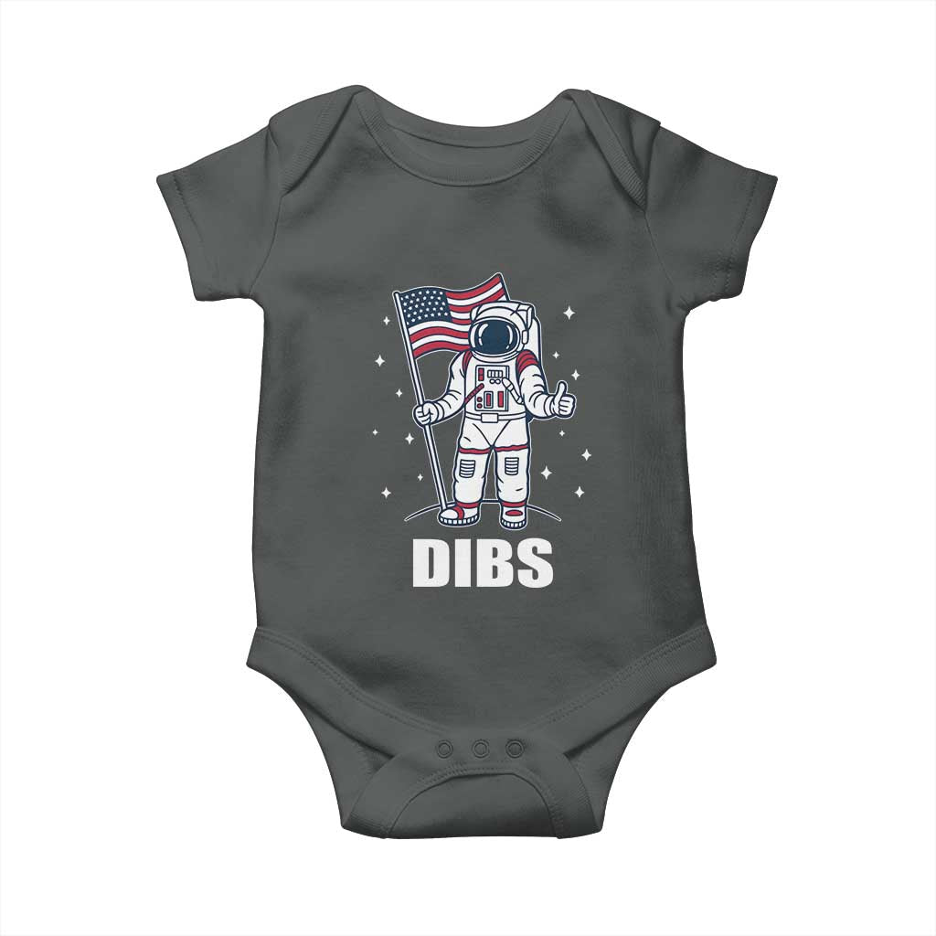 Funny Astronaut Dibs Moon Landing Baby Onesie Patriotic Space USA Meme for 4th of July TS10 Dark Heather Print Your Wear