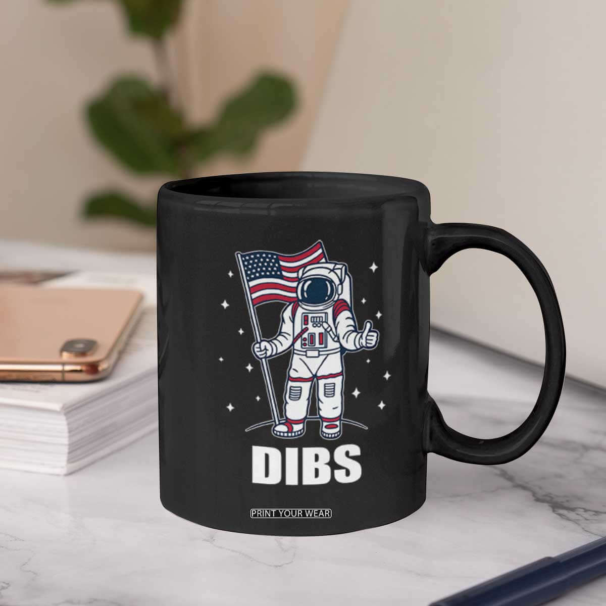 Funny Astronaut Dibs Moon Landing Coffee Mug Patriotic Space USA Meme for 4th of July TS10 Print Your Wear