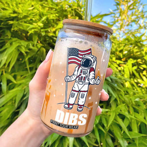 Funny Astronaut Dibs Moon Landing Glass Can Patriotic Space USA Meme for 4th of July TS10 Print Your Wear