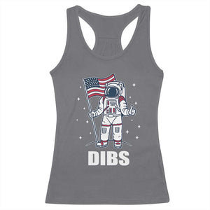 Funny Astronaut Dibs Moon Landing Racerback Tank Top Patriotic Space USA Meme for 4th of July TS10 Charcoal Print Your Wear