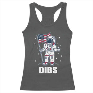 Funny Astronaut Dibs Moon Landing Racerback Tank Top Patriotic Space USA Meme for 4th of July TS10 Dark Heather Print Your Wear